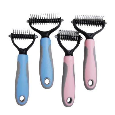 China Sustainable Stainless Steel Double Sided Dog Pet Cat Grooming Shedding Hair Knot Comb for sale