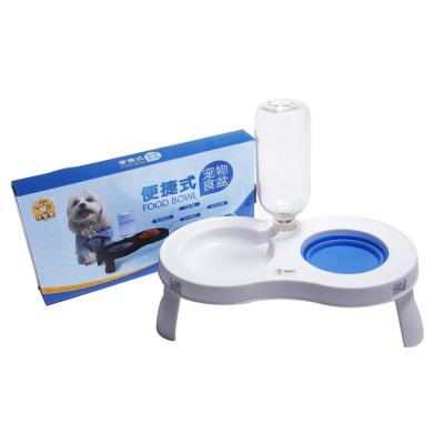 China Automatic Pet Cat Automatic Feeders Plastic Dog Water Bottle Food Water Dispenser Cats Dogs Feeding Bowls for sale