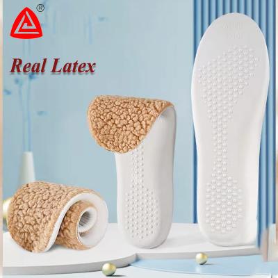 China DZ Plantillas Winter Plush Cowhide Insole Soft Comfortable Wholesale Deodorant Sports High Elastic Memory Cashmere Latex Soft Insole for sale