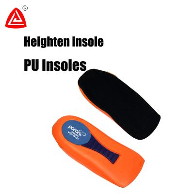 China Innersole Wholesale Naranja Flat Foot PU Insoles Soft Cup Poron Heel Unisex Plantilla Shock Absorption Height Increasing Insoles for sale