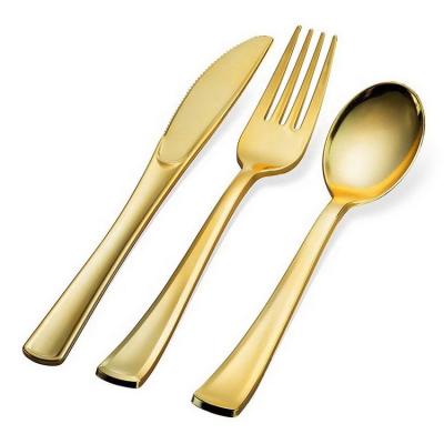 China 200 Party Gold Plastic Silverware Set - Plastic Gold Cutlery Set, Disposable Silverware Set for sale