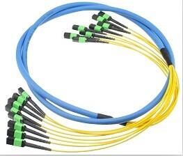 China Multi mode MPO MTP Trunk Patch Cord with customized logo in Yellow for sale