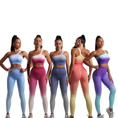 China Breathable Colorful Sexy Yoga Sportswear Fashion Activewear Fashion Gym Wear Women Yoga Gym Fitness Top Sets for sale