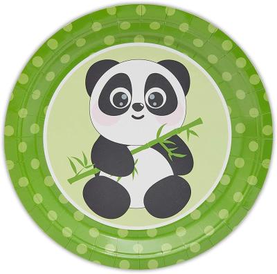 China Minimalist Animal Panda Birthday Party Supplies and Tableware Set for Baby Boy Birthday Party Disposable Tableware Decorations for sale