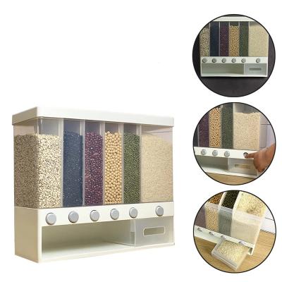 China Grain Modern Plastic Wall Mounted Pet Kitchen Food Dispenser Large Capacity Storage Container Dry Box for sale