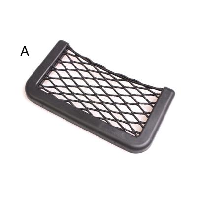 China Universal Car Accessories 8*15CM Car Accessories Phone Holder Pouch Net Paste Storage Net Bag String Bag Universal Elastic Net Organizer for sale