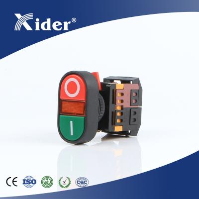 China APBB-22&25N Series APBB-22&25N Double Push Button Switch Plastic European Green And Red With Lamp for sale