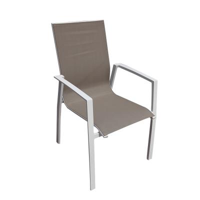 China Breathable Metal Stackable Arm Terrace Bistro Stacking Patio Chairs Garden Chair for sale