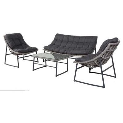 China Handcraft Magic Wicker Leaf 4pcs Steel Frame Garden Furniture Set for sale