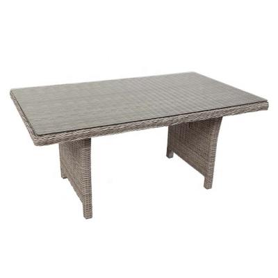 China Handcraft Outdoor Aluminum Wicker Rectangle Glass Top Dining Table for sale