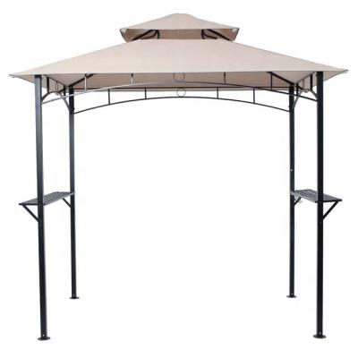 China Glass Shelf 2.25M Double Flat Roof Umbrella BBQ Metal Garden Gazebo for sale