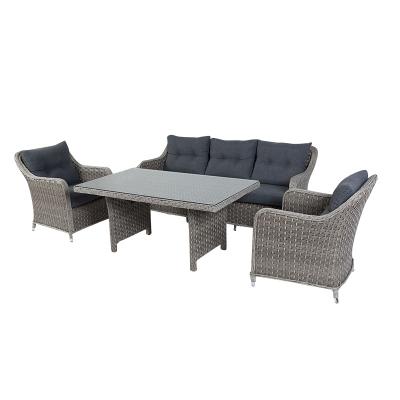 China Handcraft Lovely Outdoor Garden Rattan Sofa Sets Wicker Sofas With Dining Table Patio Dining Sets for sale