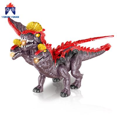 China Dinosaur Toys 2022 Latest Hot Selling LED Light Electric Wings Walking Three Heads Dragon Dinosaur Toys For Kids for sale