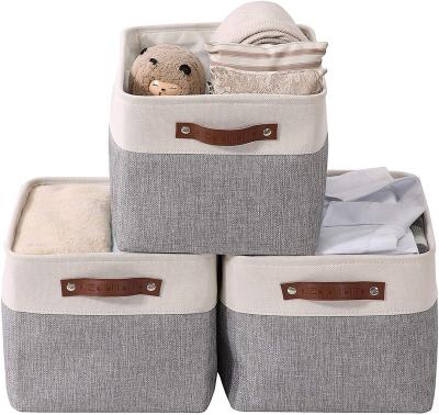 China Wholesale Viable Cotton Canvas Woven Fabric Bag For Bread Basket Storage Box Cotton Canvas Storage Box Canvas Bag for sale