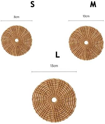 China OEM Hanging Vietnamese Rug Coaster Tea Serving Tray Set and Round Table Decor Baskets Natural Handmade Rattan Basket for sale