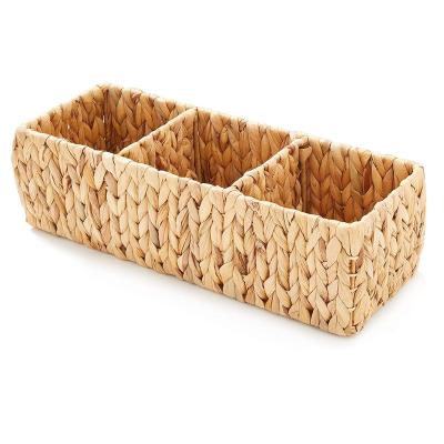 China OEM Sustainable Handicraft Woven Water Hyacinth Plant Storage Basket for sale