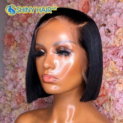 China Hd Natural Silky Straight Wave Brazilian Full Lace Human Hair Bob Wig, Long Ladies Lace Front Human Hair Wig, Hd Lace Frontal Wig Hair for sale