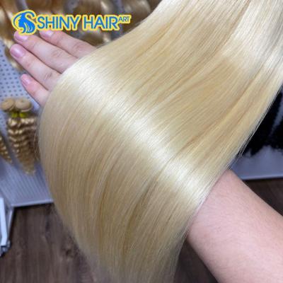 China Indian good quality 613 silky straight wave blonde bundle, 30 inch brazilian blonde bundle 613, thick raw straight blonde bundle for sale