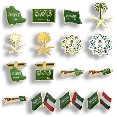 China Gold Custom Cartoon Hard Labor Europe Metal Enamel Lapel Pin Badge No Minimum Arabia Souvenir Saudi Pin for sale