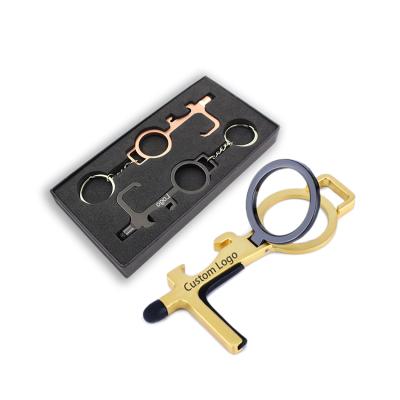 China Supermarket Wholesale Hands Gold Touchless Mini Beer Door Bottle Opener Key Chain Free for sale