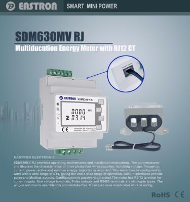 China Shopping mall construction SDM630MCT-RJ 3 phase multifunctional meter, RS485 Modbus DIN rail meter, RJ12 socket for sale