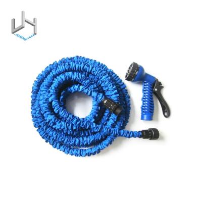 China Adjustable Blue Strong Extension Garden Spraying Expandable Garden Hose With Plastic Fitting for sale