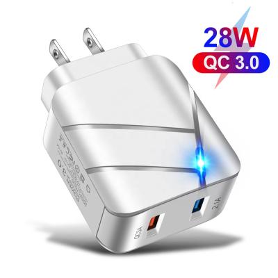 China Universal Mobile Phone Charger Quick Charge 3.0 Dual USB Charger For iPhone 13 12 Pro 11 X XR Max Fast Charger For Xiaomi Huawei Mate 40 Mobile Phone Chargers for sale