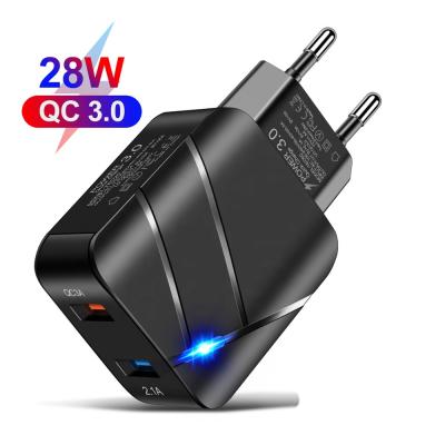 China Hot Sale Universal Mobile Phone Charger Amazon Mobile Phone Dual USB Multi-port QC3.0+2.1A Fast Charging Charger for sale