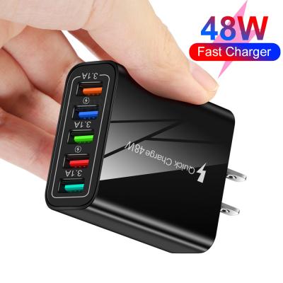 China 5 USB Charger Mobile Phone Charger 5 Ports Plug In EU USA UK 48W 5 USB Charger Fast Charging Wall Charging Adapter Travel Charger for sale