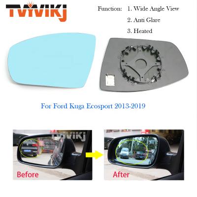 China 1 Pair Rearview Wide-angle Anti-glare Side Blue Mirror Sight Glass Lens For Ford Kuga Ecosport 2013-2019 Wide-angle Anti-glare Side Door Mirror Wing for sale