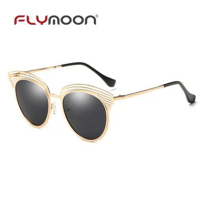 China Flymoon fashion Metal Polarized Sunglasses Lens Half Frame Semi-Rimless Club Sunglasses Promotion Metal Sunglasses for sale