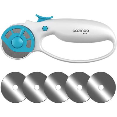 China Cut neattly and quickly 45mm rotary cutter with 5 spare blades for fabric cutter with ergonomic classic safety comfort buckle for sale