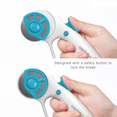 China Cut neattly and quickly Blue and white color ABS to handle safe button design rotary cutter for fabric for sale