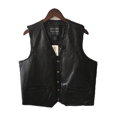 China Anti-wrinkle Custom Design Leather Vest Custom Logo Biker Riding Leather Vest Mens Motorcycle for sale