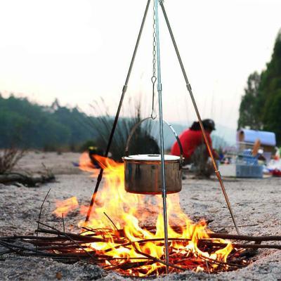 China Portable Outdoor Camping Tripod Campfire Cooking Bracket Alloy Pot Holder for sale