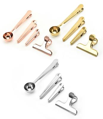 China Food Folding INS Gold/Silver Sealing Clip Stainless Steel Coffee Clip Crocodile Long Tail Clip for sale