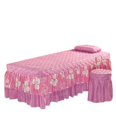 China 1800T Koera Style Disposable Massage Sheet Bed Skirt Massage Bedding Set Pink for sale