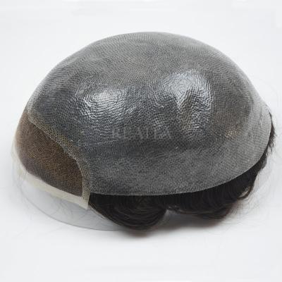 China Straight Base 100% Hair Replacement Skin With Lace Front All Hand Knotted Toupee for sale