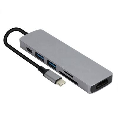 China For MacBook Air pro / ForTablet ect 6 / in 1 Type C Hub , USB 6 in 1 USB C Hub 4K HDTV 6 Port 3.0 Type C Hub Adapter for sale