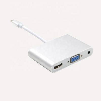 China High Quality Left Type C Usb3.1 Muilt Function Hub Adapter 3.5mm 3 In 1 Type C Usb Converter for sale