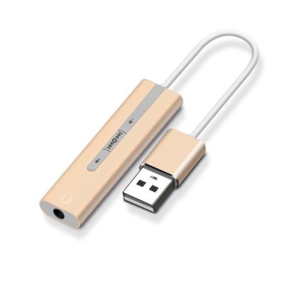 China Alloy 3.5MM Aluminum USB External Audio Adapter To 3.5MM Jack Audio Adapter For 7.1 Channel USB Virtual Sound Card for sale