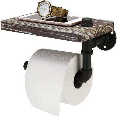 China Tube Wall Mounted Toilet Paper Holder (Height) Adjustable Industrial Style, Wooden Rack With Flashlight for sale