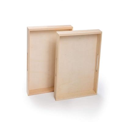 China Hotel Wedding Restaurant Home 6 Piece Wooden Pallet, Square Serving Box with Handle, Unpolished Pallet for sale