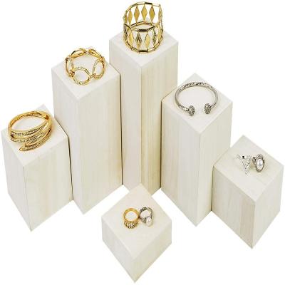 China 6 Piece Reusable Wooden Square Columns, Used for Displaying Jewelry and Accessories Displays, Wooden Jewelry Column Displays for sale