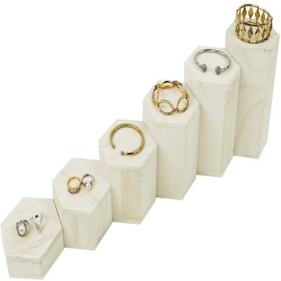 China 6 Pieces Reusable Wooden Hexagonal Column, Used For Displaying Wooden Jewelry Display Rack And Accessories Display Rack for sale