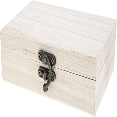 China Handmade unpolished wooden jewelry box-6-pack wooden jewelry box with locking clasp, home decoration, storage for sale