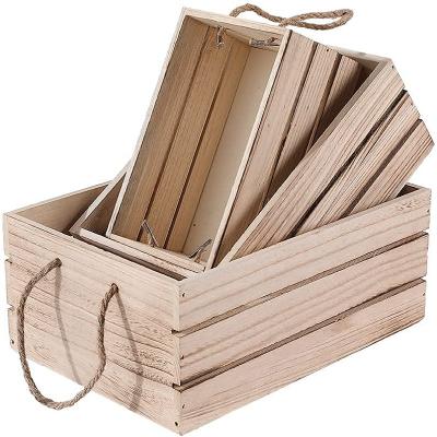 China Handmade Customized Wholesale Set of 3 Pieces Antique Wooden Interlocking Storage Box for sale