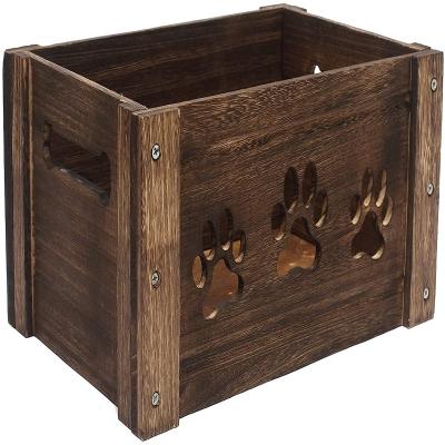 China Handmade wooden dog toy box, dog toy, wooden dog paw pattern toy cover for sale