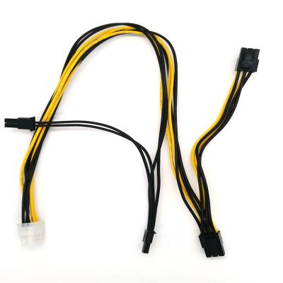 China PVC/Customized PCIe 8 Pin To Dual 8 Pin 6+ 2 Pin Connector Graphics Card 40+15cm 16AWG PCI-E CPU Splitter Extraction Cable for sale