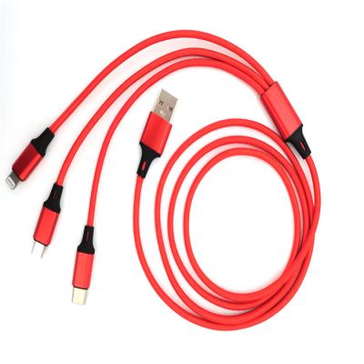 China Earphone OEM Fast Charging Mobile Phone USB Cable Type C Mobile Phone USB Cable Fast Charging Wholesale Stock 3 In 1 Red Iphone Cable for sale